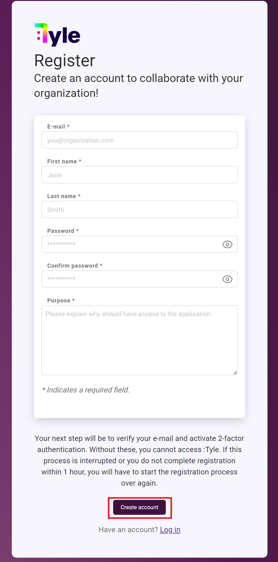 Registration Interface